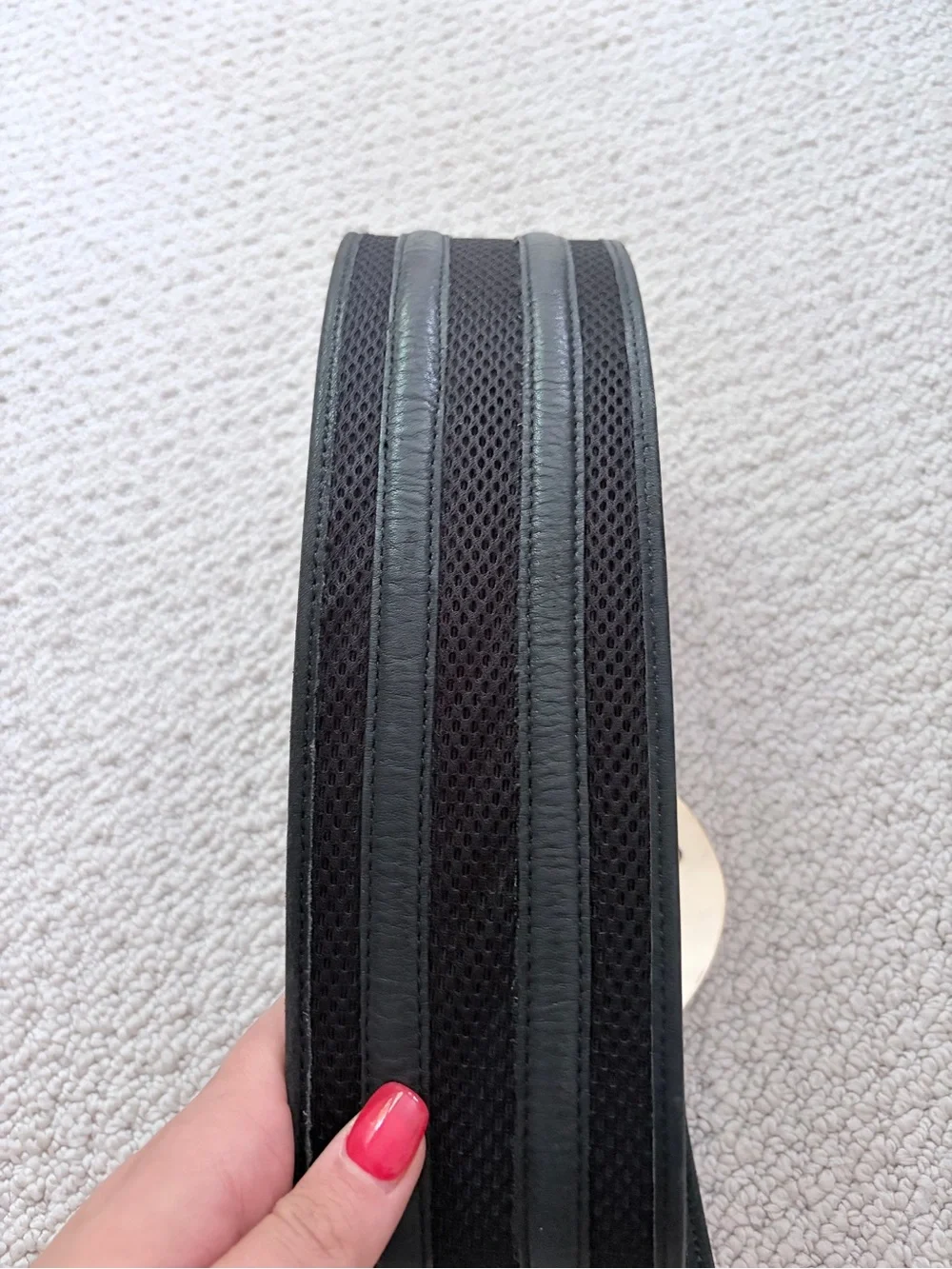 Diane von Furstenberg Black Wide Stretch Waist Belt Gold Buckle